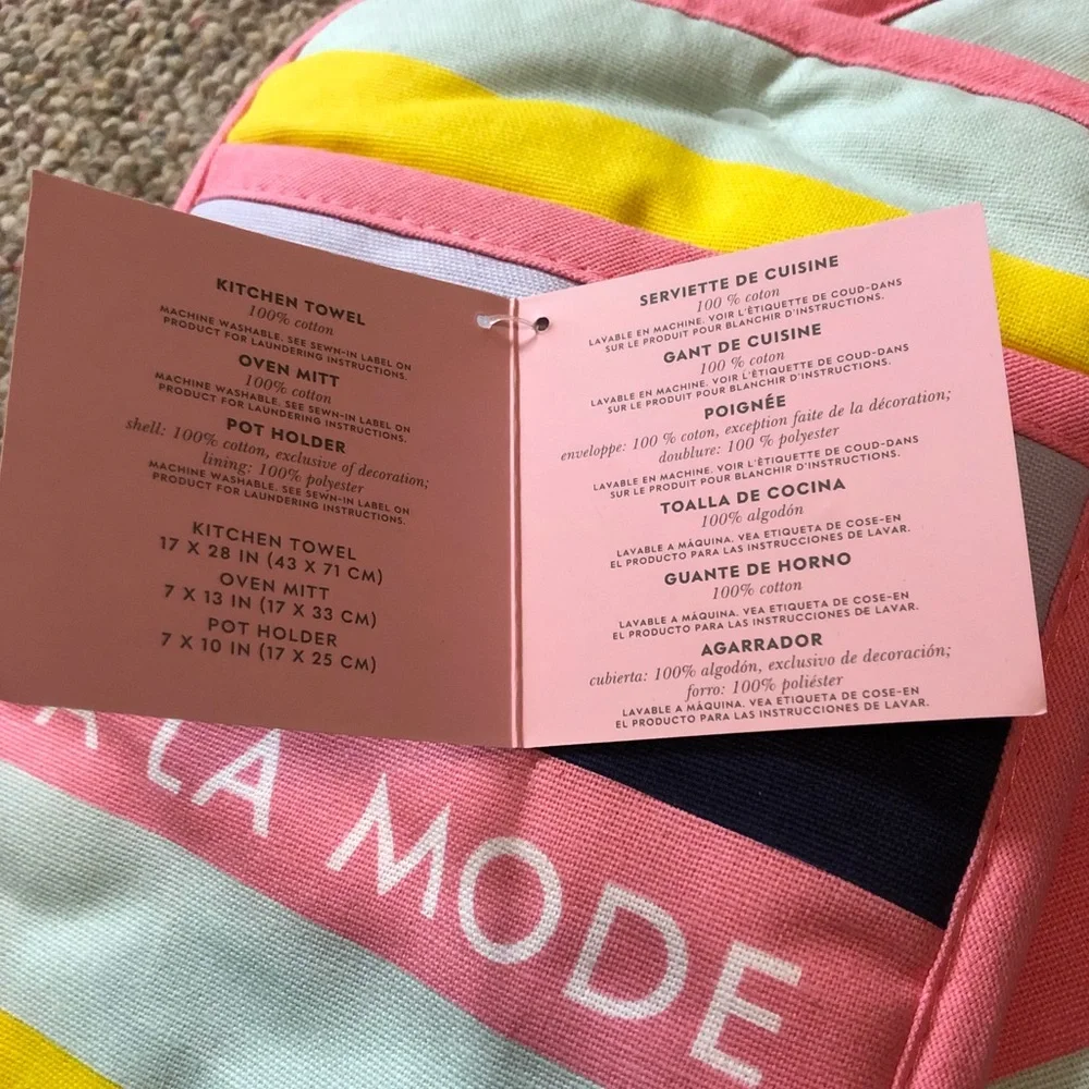 🎉 HP 🎉🆕 Kate Spade Ice Cream Stripe 3 Piece Kitchen Set